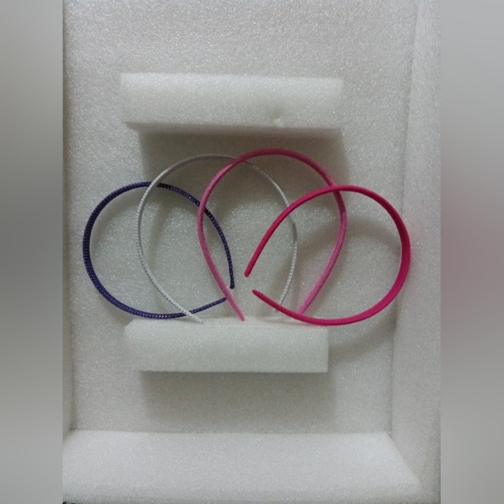 Stylish Women's Headband Set Of Four - Purple And White With Silver & Pink
